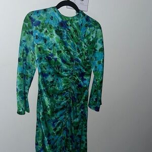Zara Vibrant Green and Blue Long Sleeve Dress
